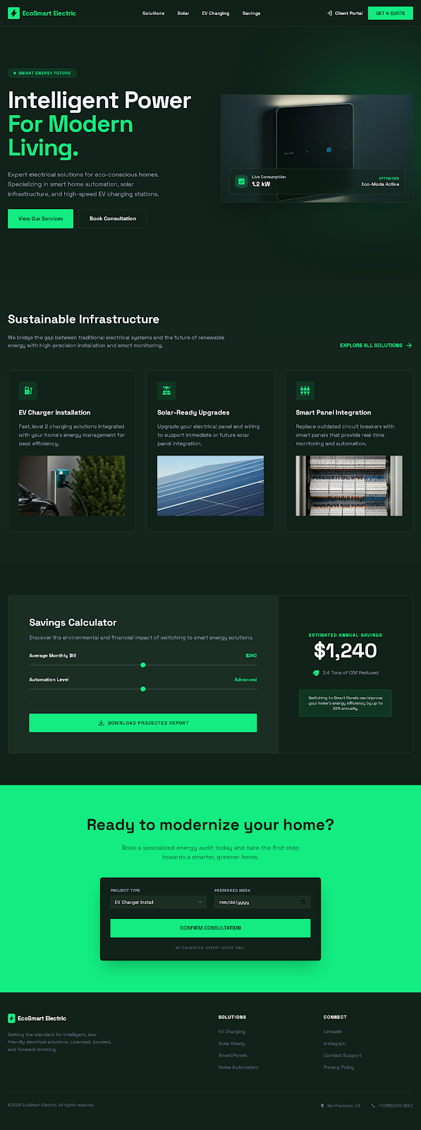 EcoSmart Electric — Electrical Services — Green Energy Focus