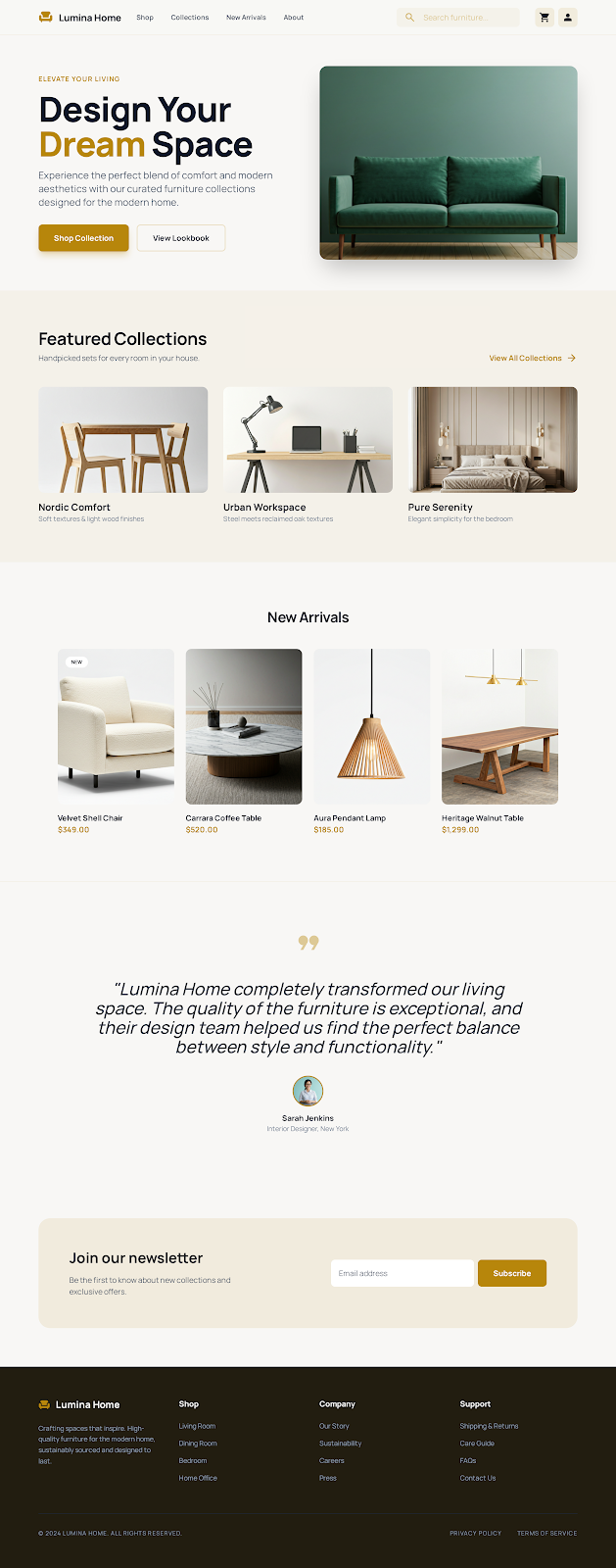 Modern Living — Furniture E-Commerce — Alternative Design