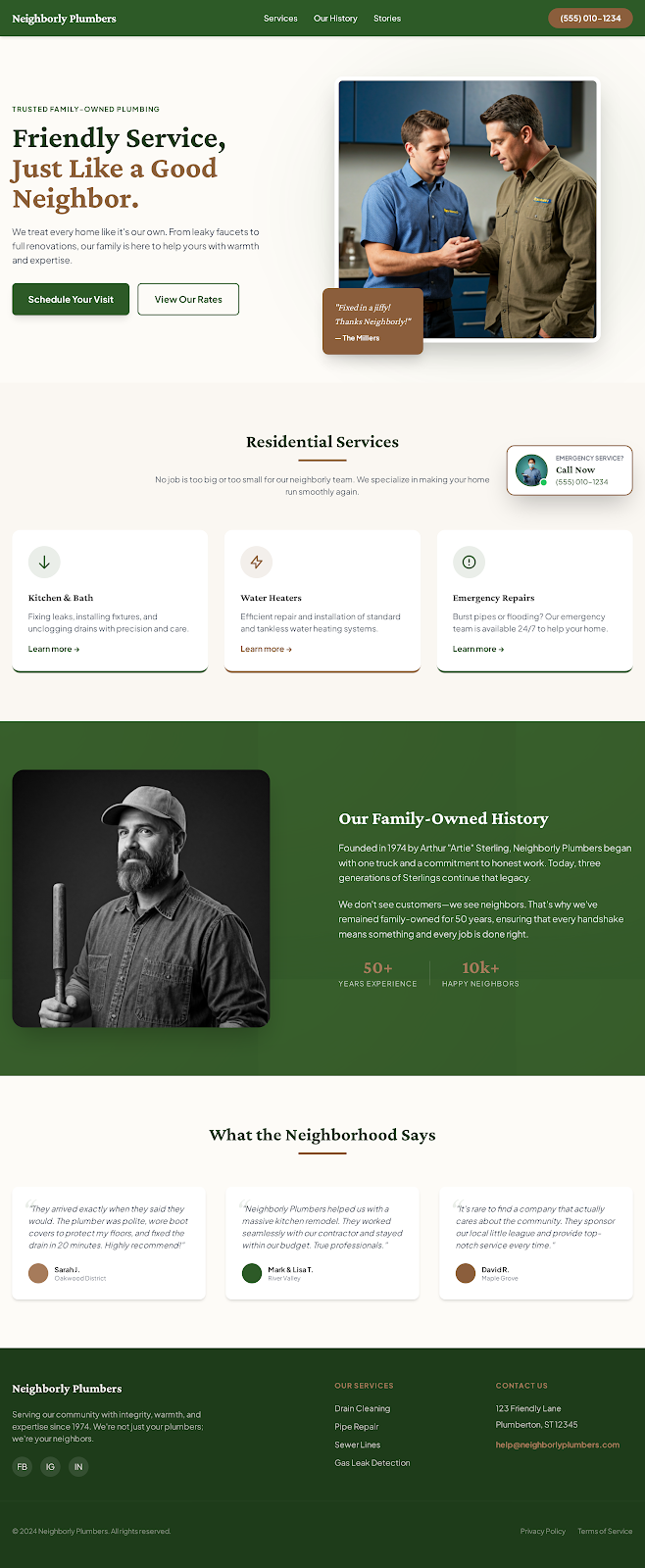 Neighborly Plumbers — Plumbing Services — Family-Owned Since 1974
