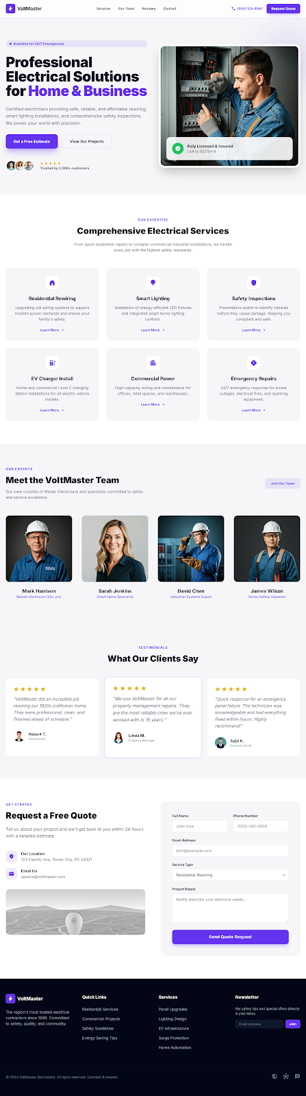 VoltMaster Electricians — Electrical Services — Bold Design